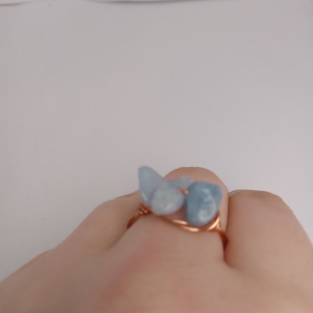 Aquamarine stone chip ring size 8.5 - Picture 3 of 5